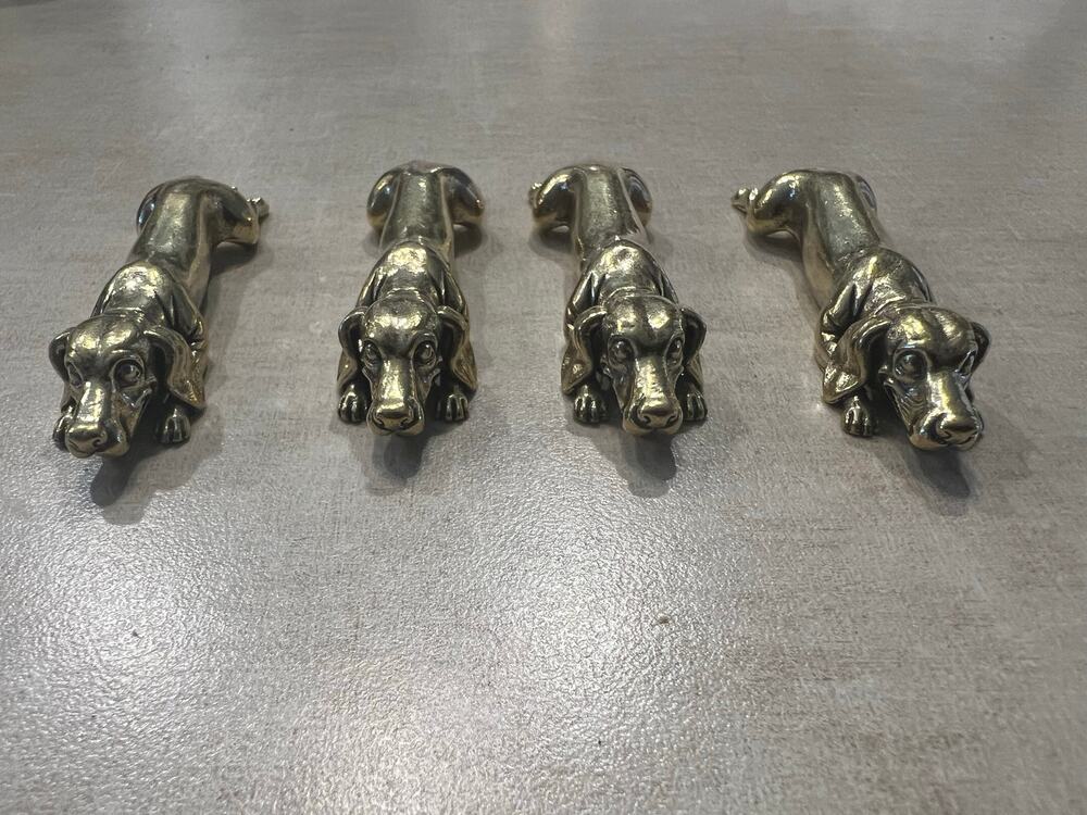 Set of 4  Brass Dachshund Knife Rests / Miniature Figurines